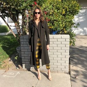 Beautiful leather trim trench coat.